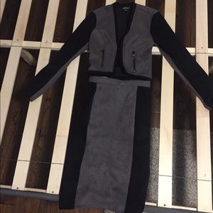 Bebe jacket and long skirt.